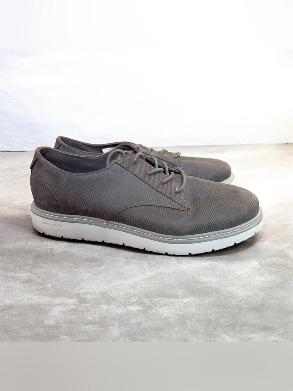 TOMS Navi Trvl Lite Oxford Shoes Men's Size 12 Grey Lace Up Low Top